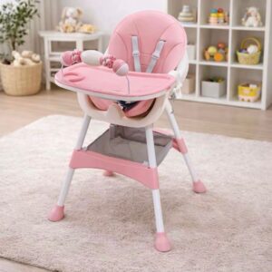 Silla de Comer para Bebé Multifuncional con Bandeja y Juguete
