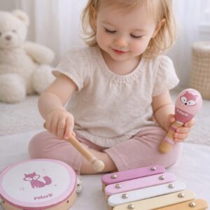 Set Musical Infantil de Madera en Tonos Pastel