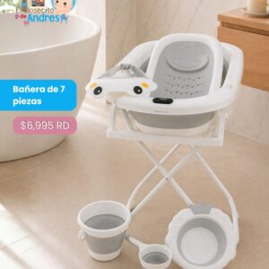 Bañera para Bebé 7 Piezas con Soporte Plegable